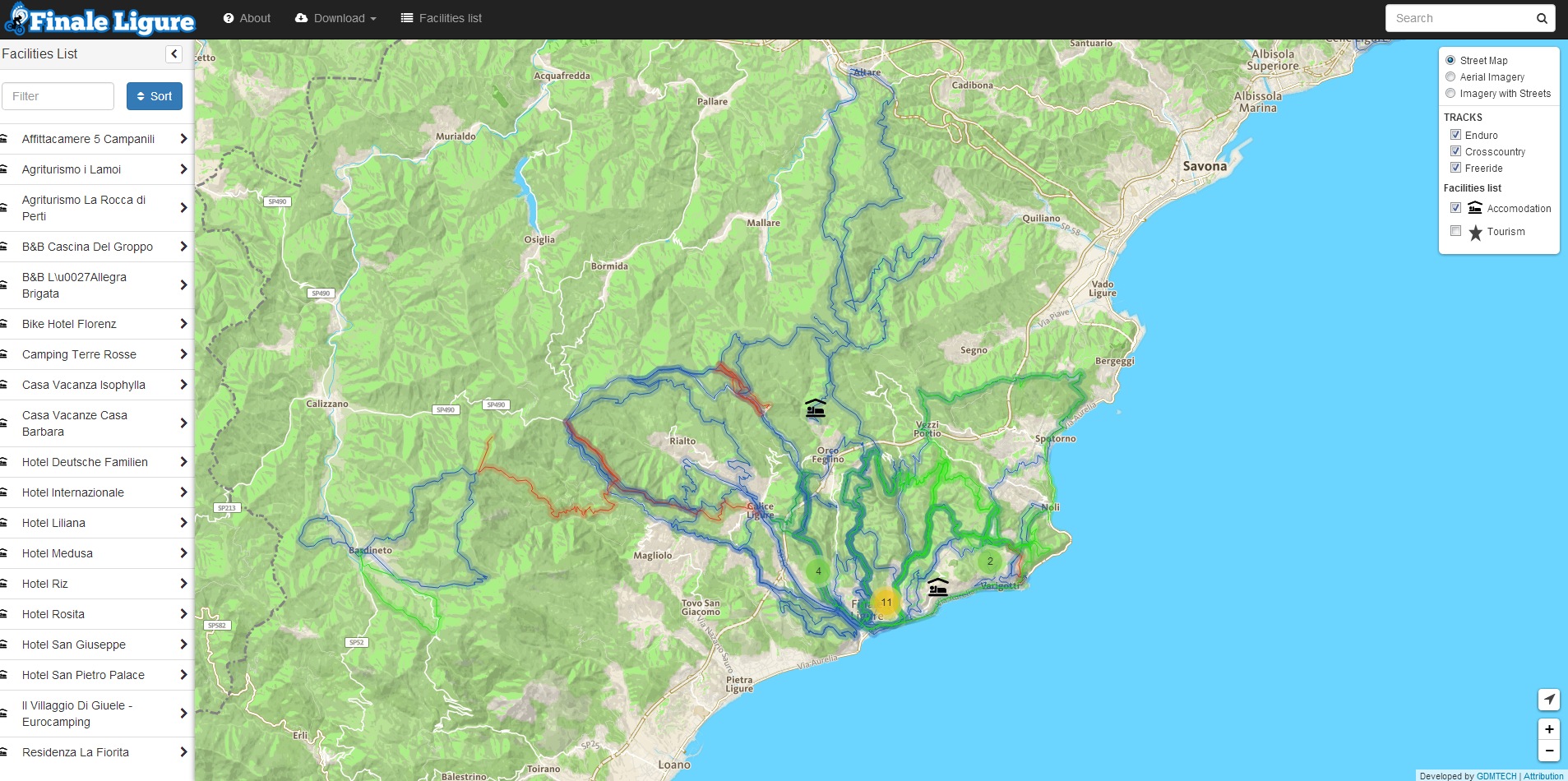 La nuova Mappa Gps dei percorsi Mtb di Finale Ligure