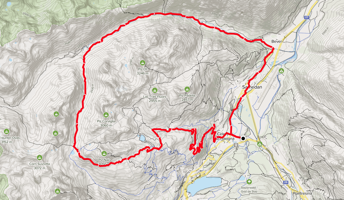 Suvretta itinerario mtb celerina engadina