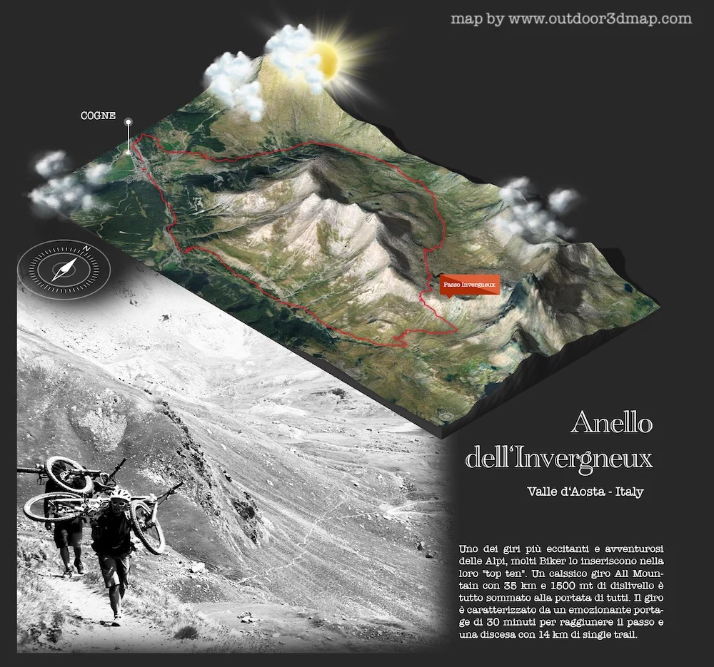 invergneux cogne mountainbike mappa 3d